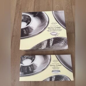 BRAND NEW never opened Lenox Stony Creek Silver Bread Tray & 3 piece salad set